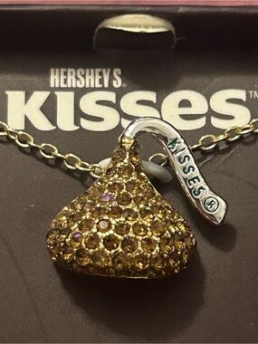 Hershey’s Kisses 18KT gold flash Crystal Pendant Necklace